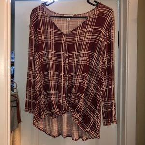 Maroon and white tie front top!